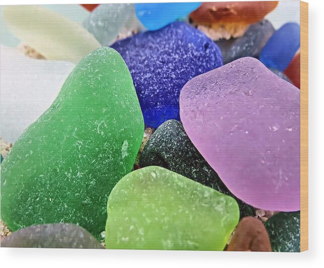 Sea Glass Wood Print featuring the photograph Ocean glass by Janice Drew