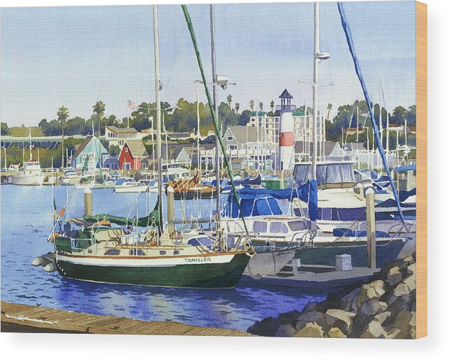 Boating Wood Print featuring the painting Oceanside Harbor by Mary Helmreich