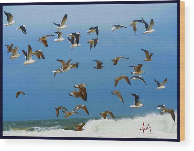 Seagulls Wood Print featuring the painting October Gulls by Josef Kelly