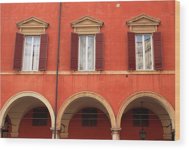 Modena Wood Print featuring the photograph Old House Facade In Modena, Italy by Biriberg
