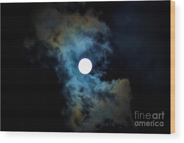 Supermoon Wood Print featuring the photograph oN a HaLF SHeLL by Angela J Wright