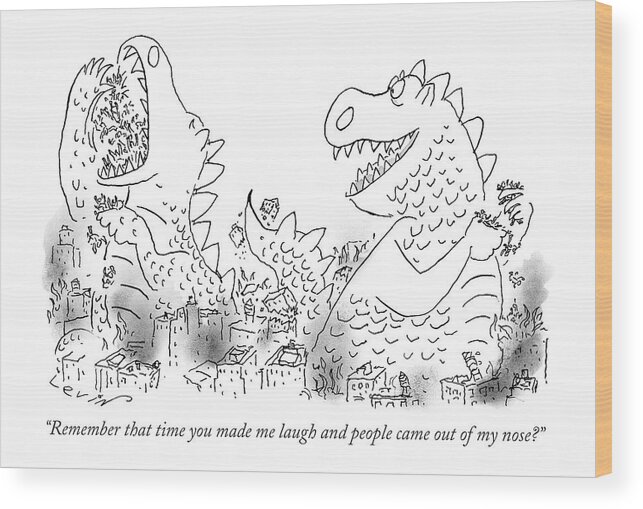 
(one Monster Devouring A City Wood Print featuring the drawing One Monster Devouring A City by Arnie Levin