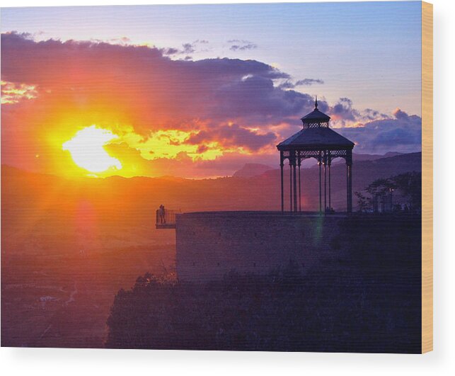 Ronda Sunset Wood Print featuring the photograph Pagoda Sunset by HweeYen Ong