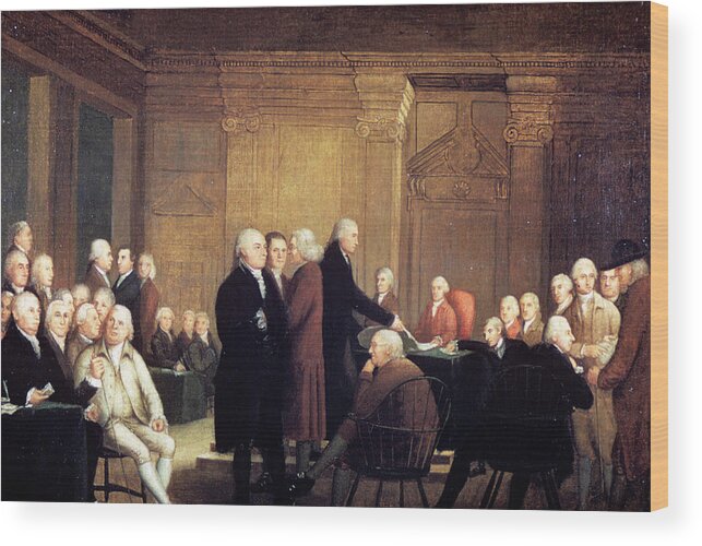 Painting Of First Continental Congress Wood Print By Vintage Images