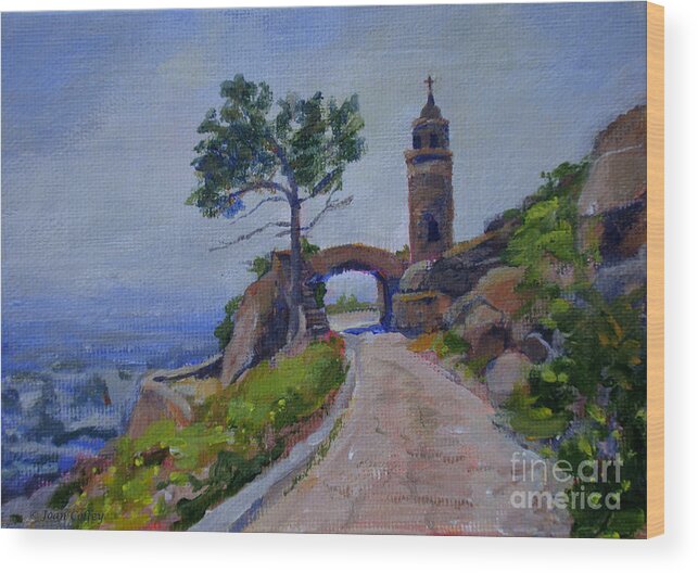 Landscape Wood Print featuring the painting Peace Tower And Friendship Bridge by Joan Coffey