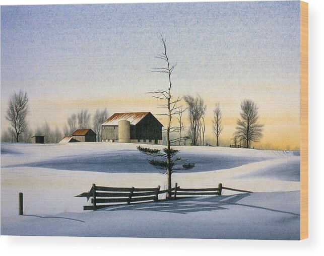 Landscape Wood Print featuring the painting Peaceful Morning by Conrad Mieschke