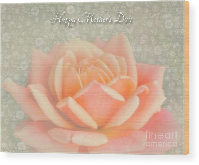 Nature Wood Print featuring the photograph Peach Perfection Rose Mother's Day by Debbie Portwood