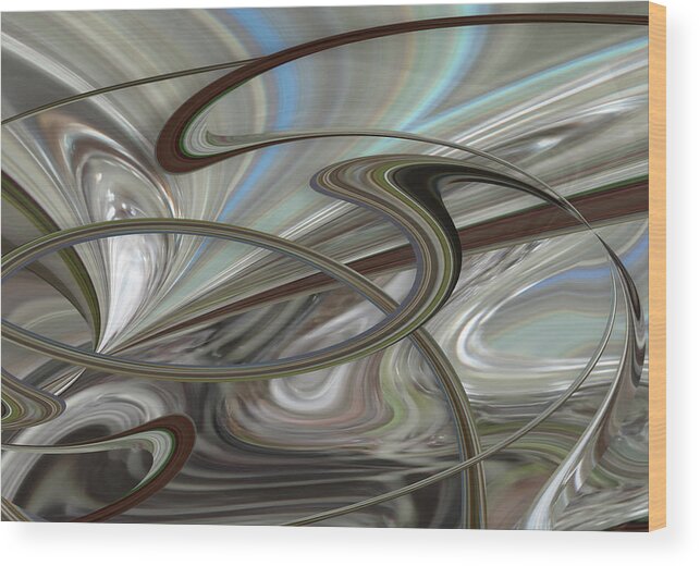 Abstract Wood Print featuring the digital art Pearl Swirl by Ginny Schmidt