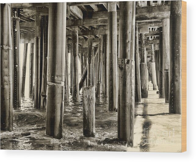 Boardwalk Wood Print featuring the photograph Peeking Under the Pier By Diana Sainz by Diana Raquel Sainz