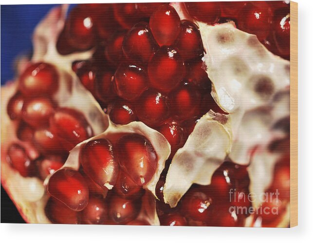 Fruit Wood Print featuring the photograph Pomegranate Seeds by Nancy Mueller