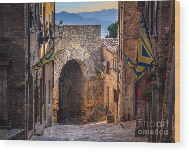 Etruscan Wood Print featuring the photograph Porta dell'Arco by Inge Johnsson