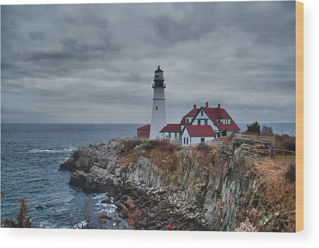Lighthouse Wood Print featuring the photograph Portland Headlight 14440 by Guy Whiteley