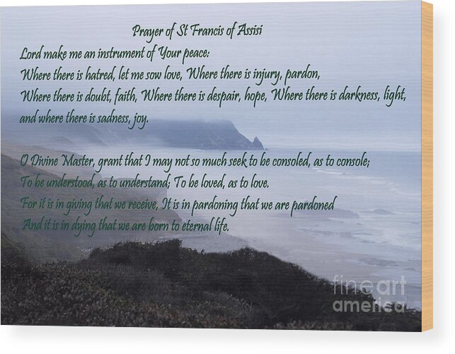 #catholcartgallery Wood Print featuring the photograph Prayer of St Francis of Assisi by Sharon Elliott