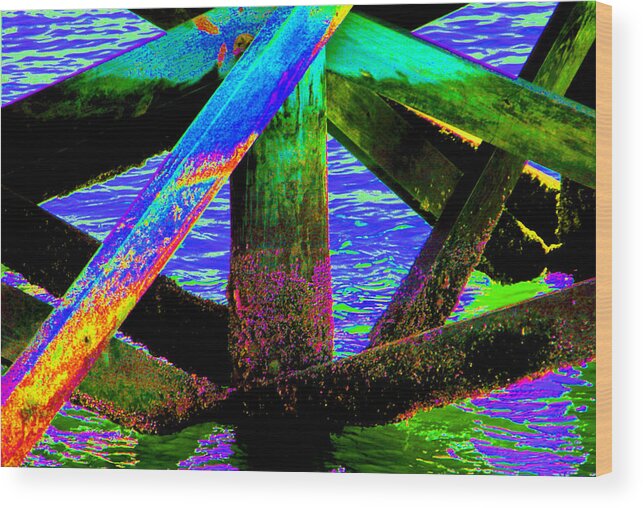 Psychedelic Wood Print featuring the photograph Psychedelic Dock by Bob Slitzan