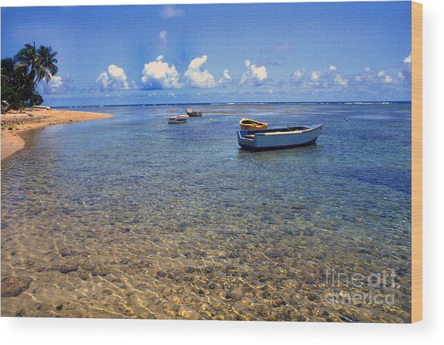 Puerto Rico Wood Print featuring the photograph Puerto Rico Luquillo Beach Fishing boats by Thomas R Fletcher