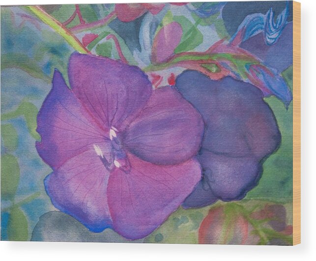 Flower Wood Print featuring the painting Purple Princess by Charlotte Hickcox