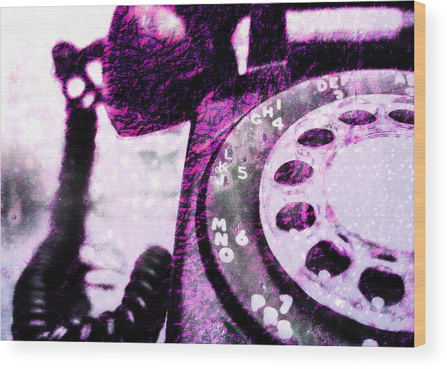 Rotary Wood Print featuring the photograph Purple Rotary Phone by Jon Woodhams