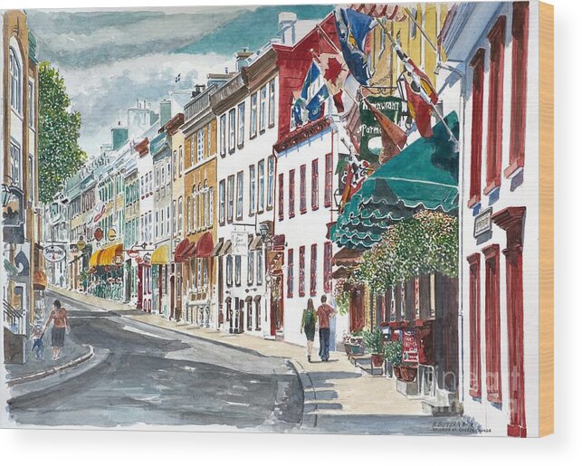 Quebec Old City Canada Wood Print featuring the painting Quebec Old City Canada by Anthony Butera