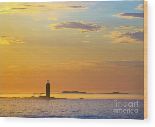 Lighthouse Wood Print featuring the photograph Ram Island Lighthouse Casco Bay Maine by Diane Diederich
