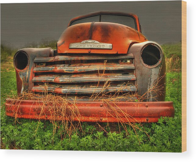 Old Chevrolet Truck Wood Print featuring the photograph Red Chevy by Thomas Young