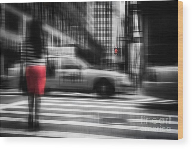 Nyc Wood Print featuring the photograph RED by Hannes Cmarits