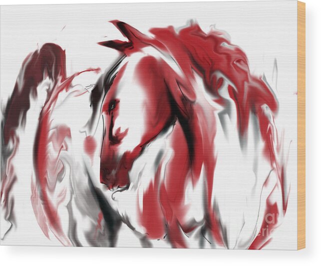 Horse Wood Print featuring the digital art Red Horse by Jim Fronapfel