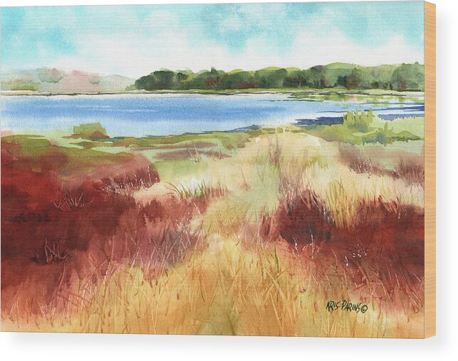 Kris Parins Wood Print featuring the painting Red Marsh by Kris Parins