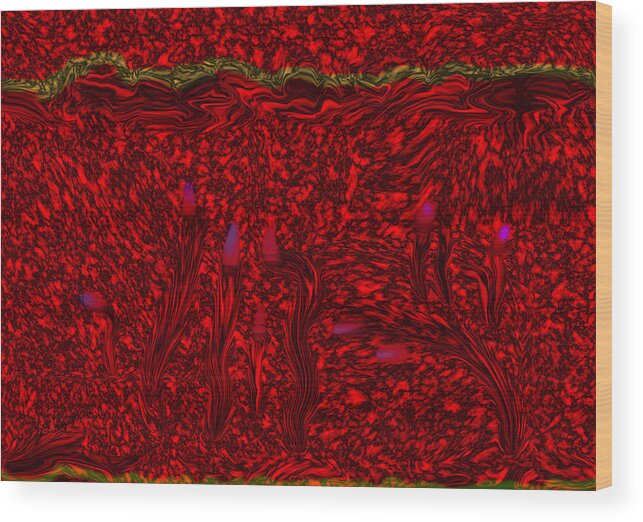 Red Wood Print featuring the digital art Red Tide Illusion by Kae Cheatham