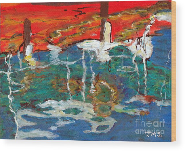 Greece Wood Print featuring the painting Reflections of Alonissos - Greece by Jackie Sherwood