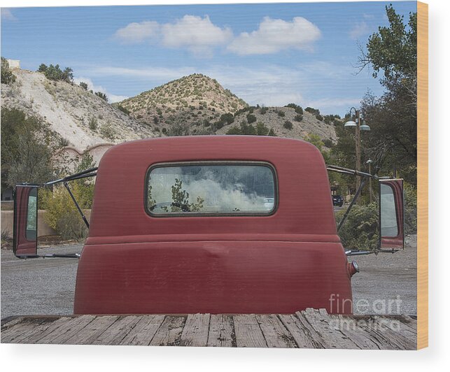 Truck Wood Print featuring the photograph Reflections on a Red Truck by Terry Rowe