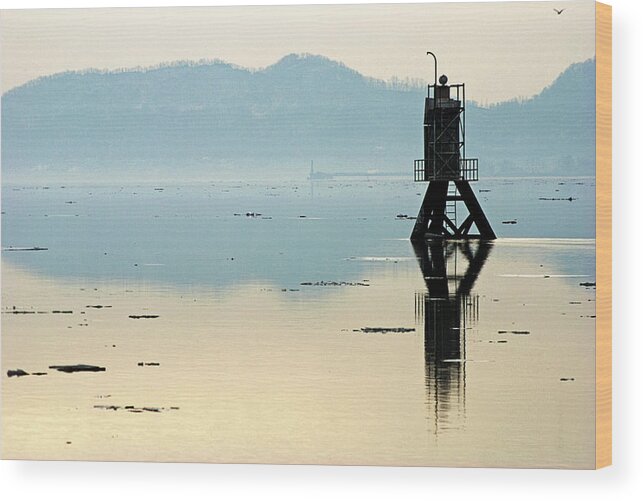 Hudson Wood Print featuring the photograph Reflections on the Hudson River by Judy Salcedo