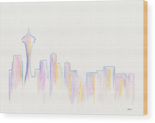Remember Seattle Wood Print featuring the painting Remember Seattle by Classic Visions Gallery