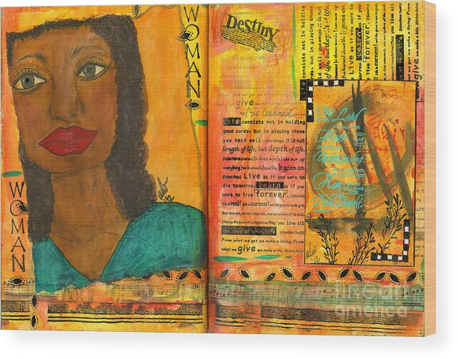 Journal Art Wood Print featuring the mixed media Repetition is the KEY to All Learning by Angela L Walker