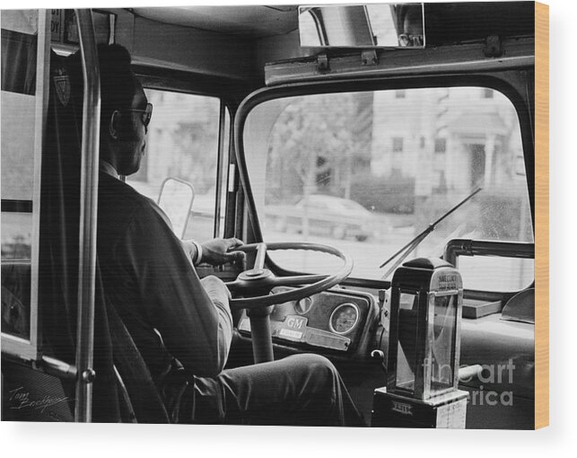 Retro Wood Print featuring the photograph Retro Bus Driver by Tom Brickhouse