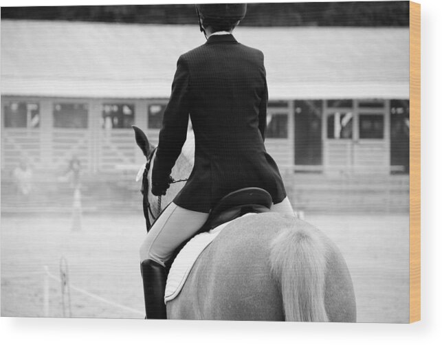 Horse Wood Print featuring the photograph Rider in Black and White by Jennifer Ancker
