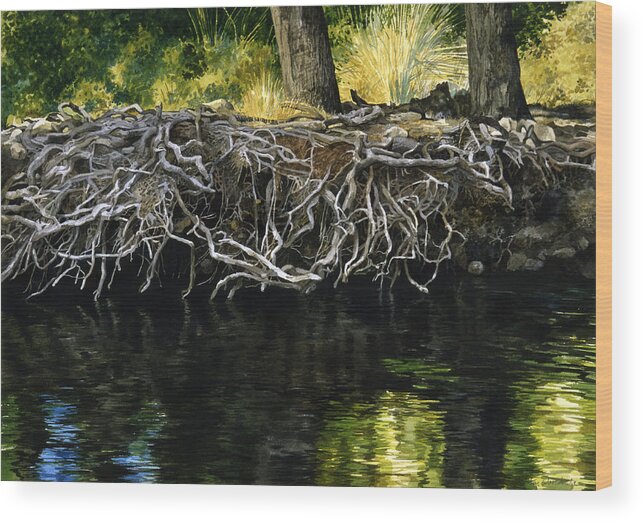 River Wood Print featuring the painting River Bank by Tom Wooldridge