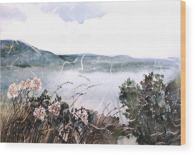 Watercolor Paining Wood Print featuring the painting River View by Pamela Lee