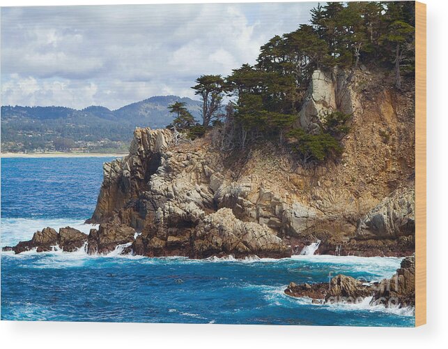 Point Lobos Wood Print featuring the photograph Rocky Outcropping at Point Lobos by Charlene Mitchell