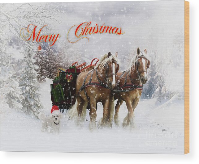 Christmas Wood Print featuring the painting Merry Christmas by Shanina Conway