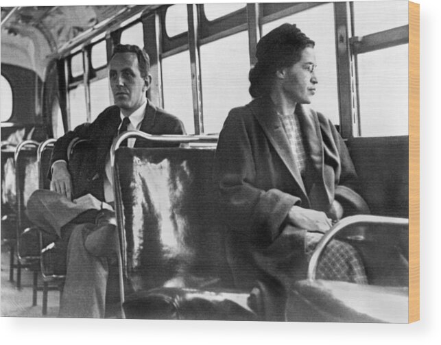 1956 Wood Print featuring the photograph Rosa Parks On Bus by Underwood Archives