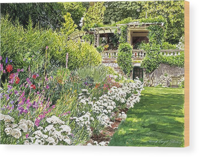 Gardens Wood Print featuring the painting Royal Hatley Gardens by David Lloyd Glover