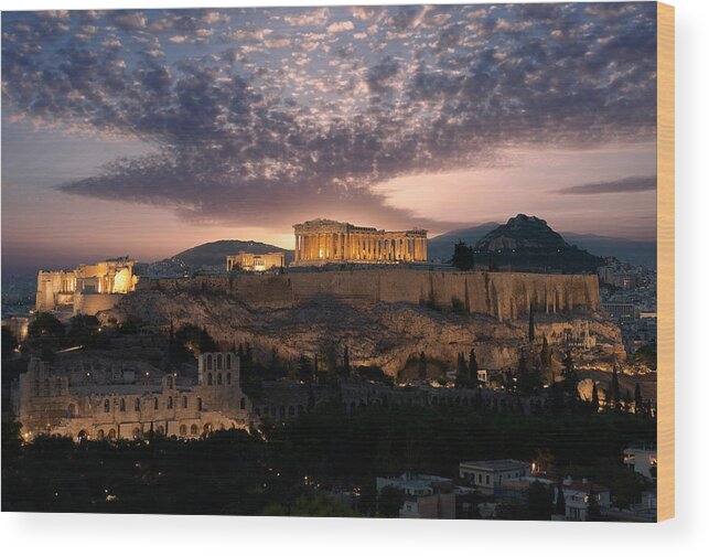 Photography Wood Print featuring the photograph Ruins Of A Temple, Athens, Attica by Panoramic Images