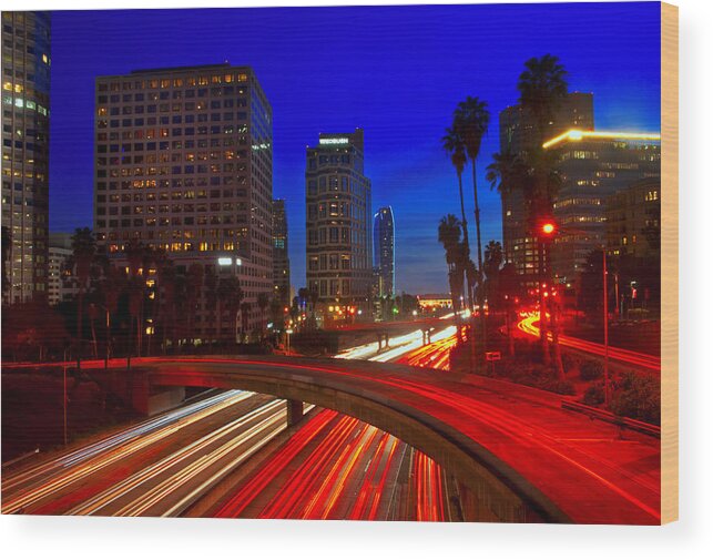 Streets Wood Print featuring the photograph Rush Hour Blue by Darren Bradley