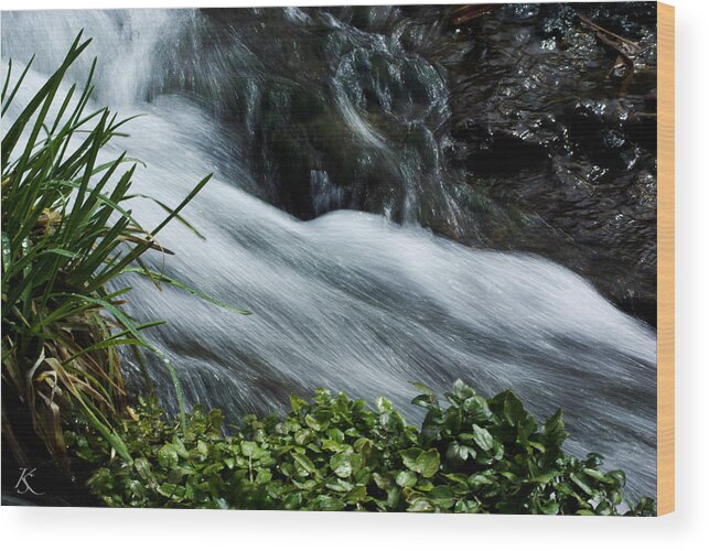 Rush Wood Print featuring the photograph Rushing Stream by Kelly Smith