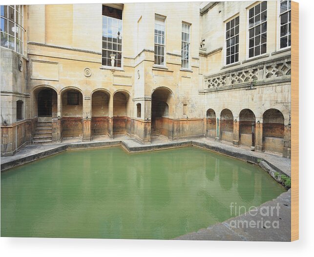 Roman Baths Wood Print featuring the photograph Sacred Roman spring by Paul Cowan