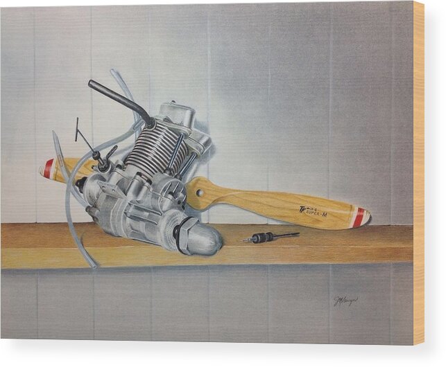 Engine Wood Print featuring the painting Saito 45 by Joseph Burger