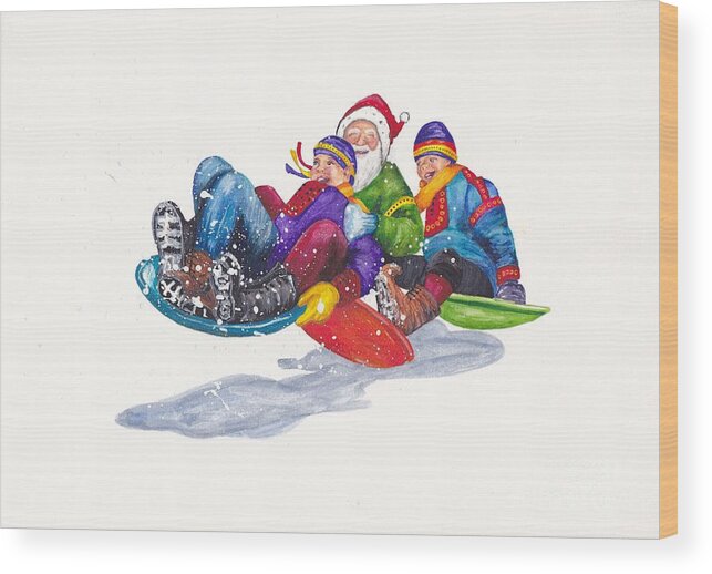 Santa Wood Print featuring the painting Santa takes a break by Michelle Welles