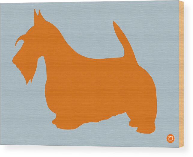 Scottish Terrier Wood Print featuring the painting Scottish Terrier Orange by Naxart Studio