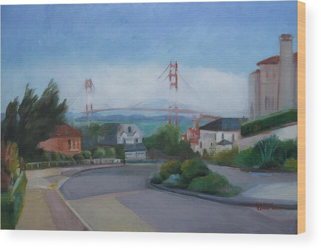 San Francisco Wood Print featuring the painting Sea Cliff Area San Francisco by Suzanne Giuriati Cerny