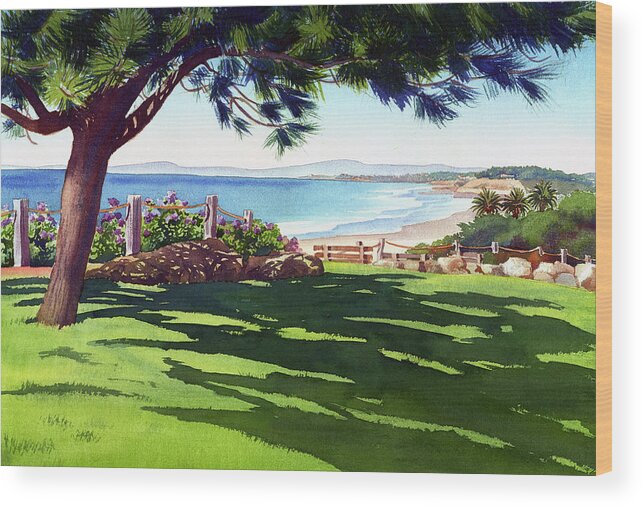 Seagrove Wood Print featuring the painting Seagrove Park Del Mar by Mary Helmreich